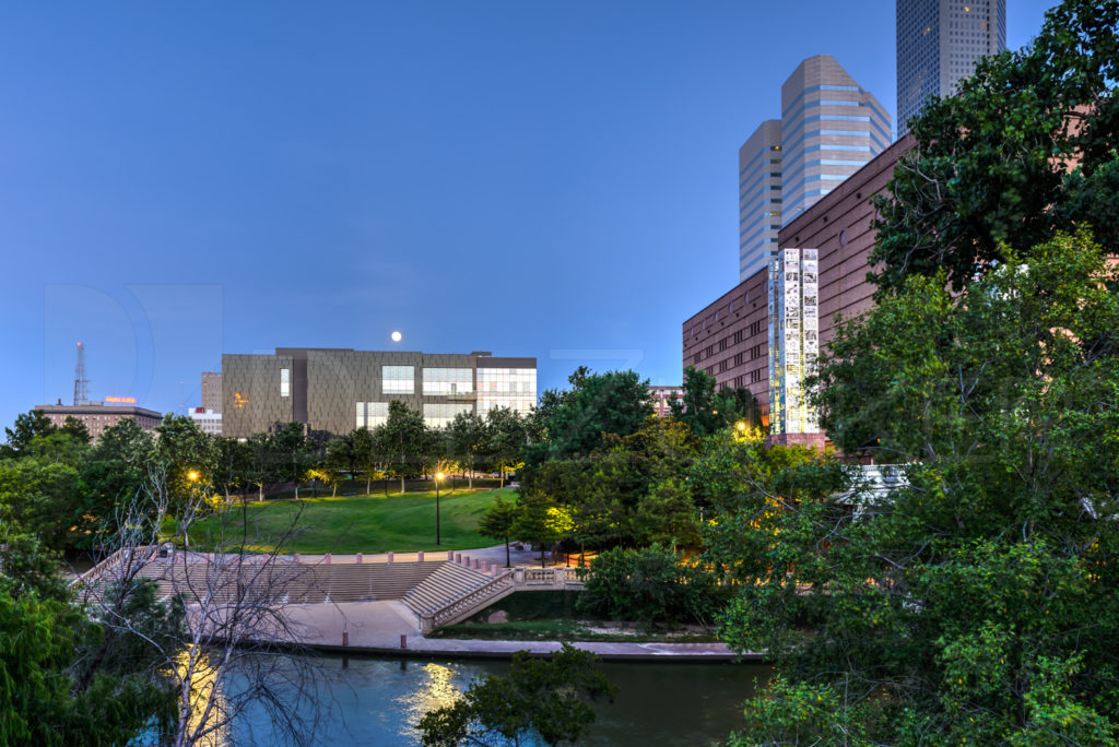 Full moon over the Ballet Center  130622_0186_6DZ1237_PMHDR.tif  Houston Commercial Architectural Photographer Dee Zunker