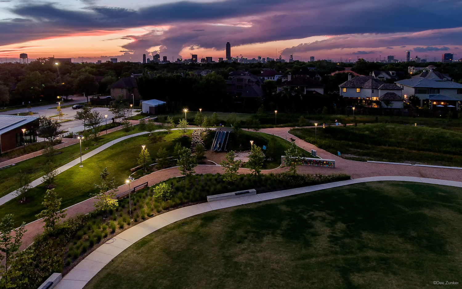 Bellaire-EvelynsPark-Aerial-Twilight.psd  Houston Commercial Architectural Photographer Dee Zunker