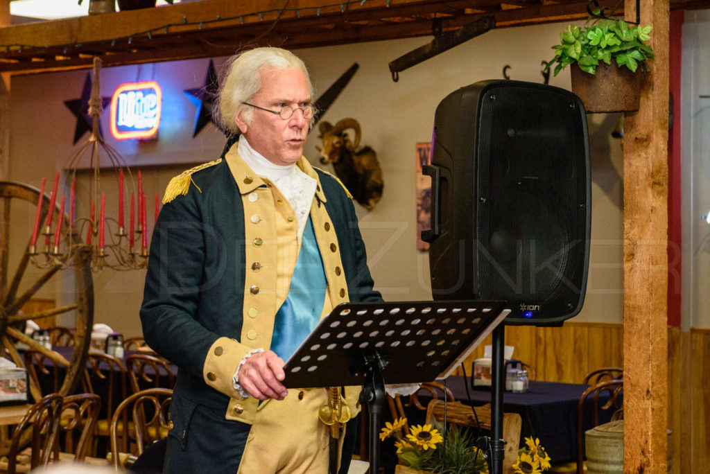 Wesley E. Wright presents "The Long Road Home" from his George Washington Lecture Series for the Bellaire Business Association at the January 19. 2017 Breakfast 20170119-BBA-GeorgeWashingtonLecture-016.dng Houston Editorial Photographer Dee Zunker