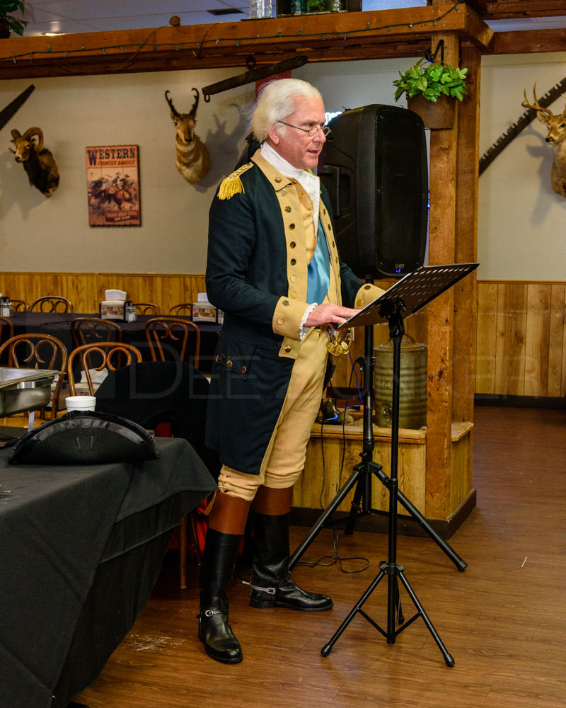 Wesley E. Wright presents "The Long Road Home" from his George Washington Lecture Series for the Bellaire Business Association at the January 19. 2017 Breakfast  20170119-BBA-GeorgeWashingtonLecture-019.dng  Houston Editorial Photographer Dee Zunker