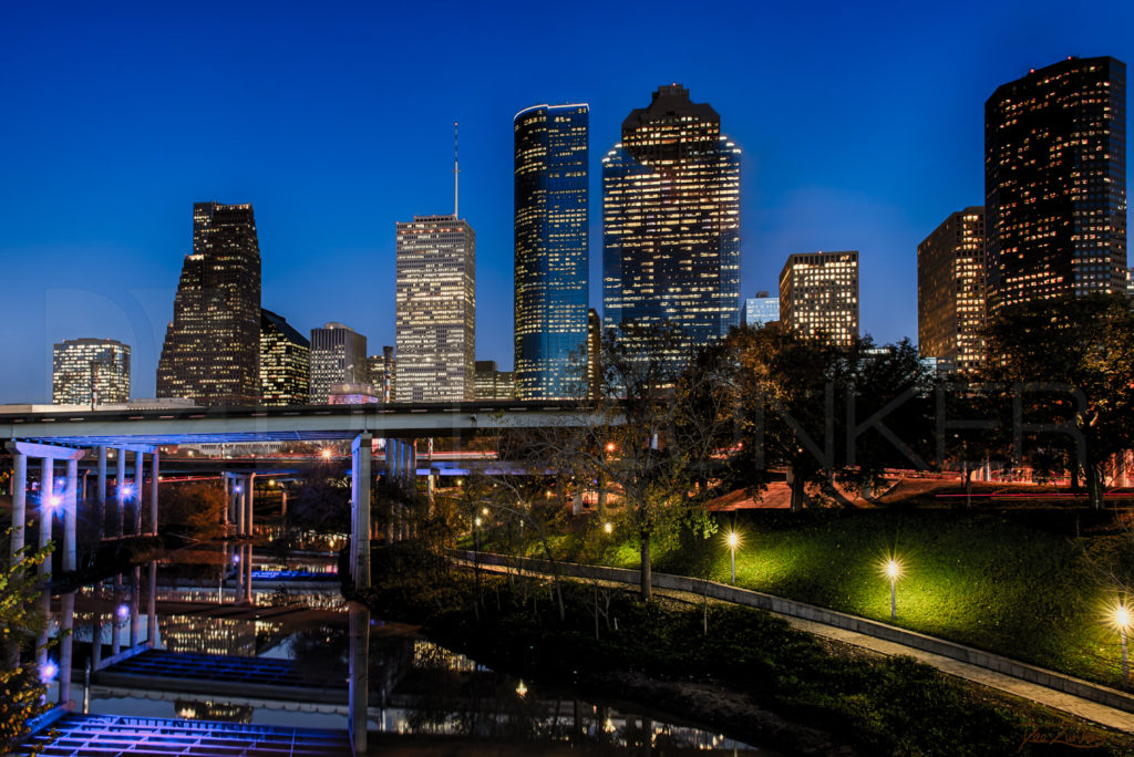 Houston Commercial Photographer - Blue Hour on Buffalo Bayou  BlueHourOnBuffaloBayou_Zunker_2013_Signature.psd  Houston Commercial Architectural Photographer Dee Zunker