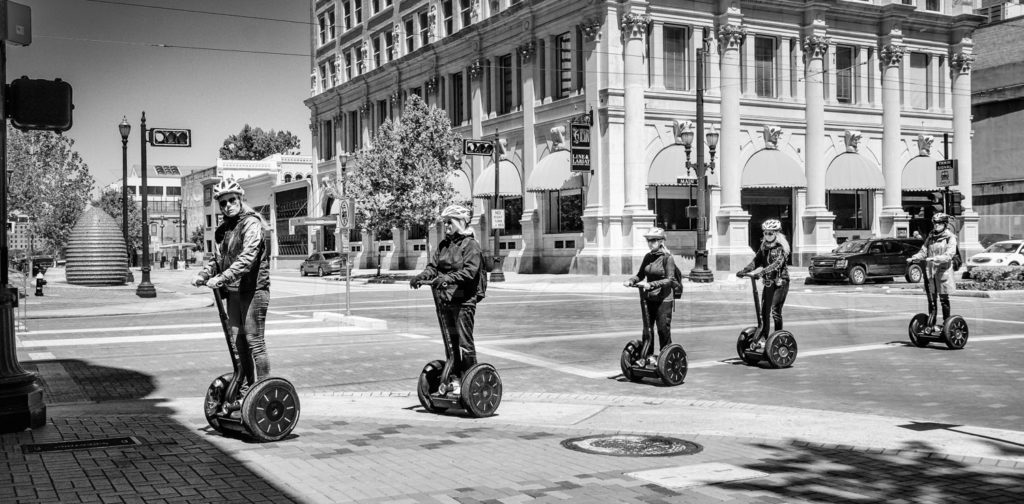 Segway Through Houston  SegwaysOnMain_Zunker_2013.tif  Houston Commercial Architectural Photographer Dee Zunker