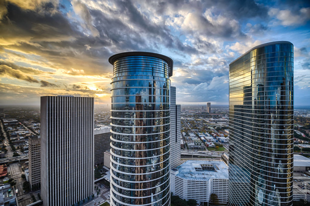 Smith Street from High at Sunset  SmithStreetFromHigh.tif  Houston Commercial Architectural Photographer Dee Zunker