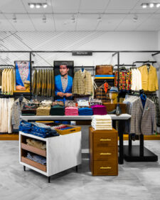 Interior of retail displays inside Men's Wearhouse in The Woodlands, TX