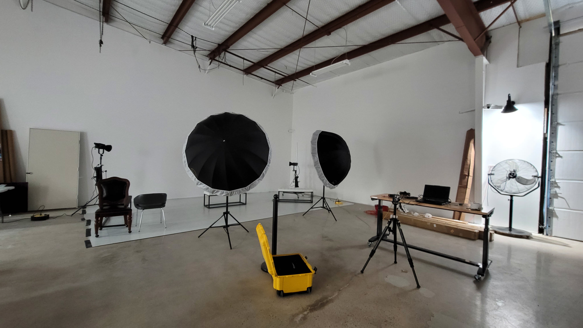 Studio B set up for large group photo at the West Loop Rental Studio