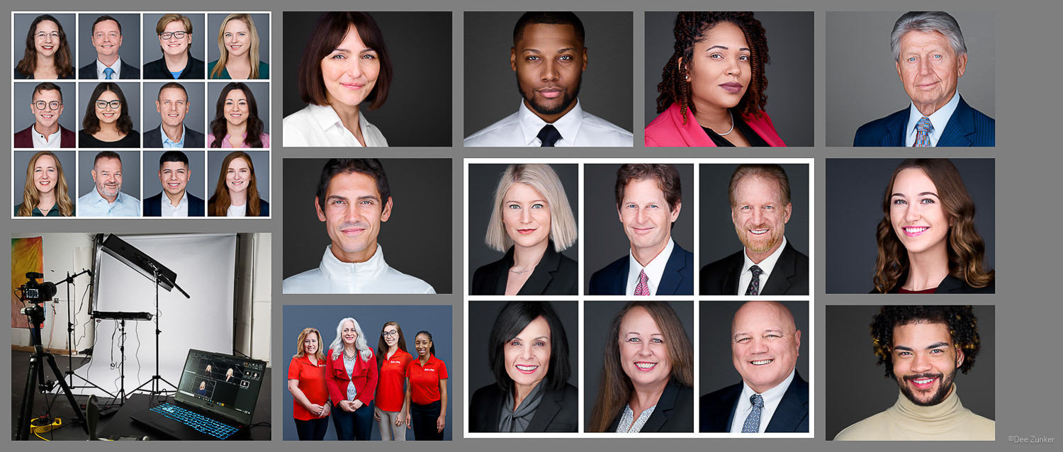 Grid of corporate headshots by corporate photographer Dee Zunker in Downtown Houston