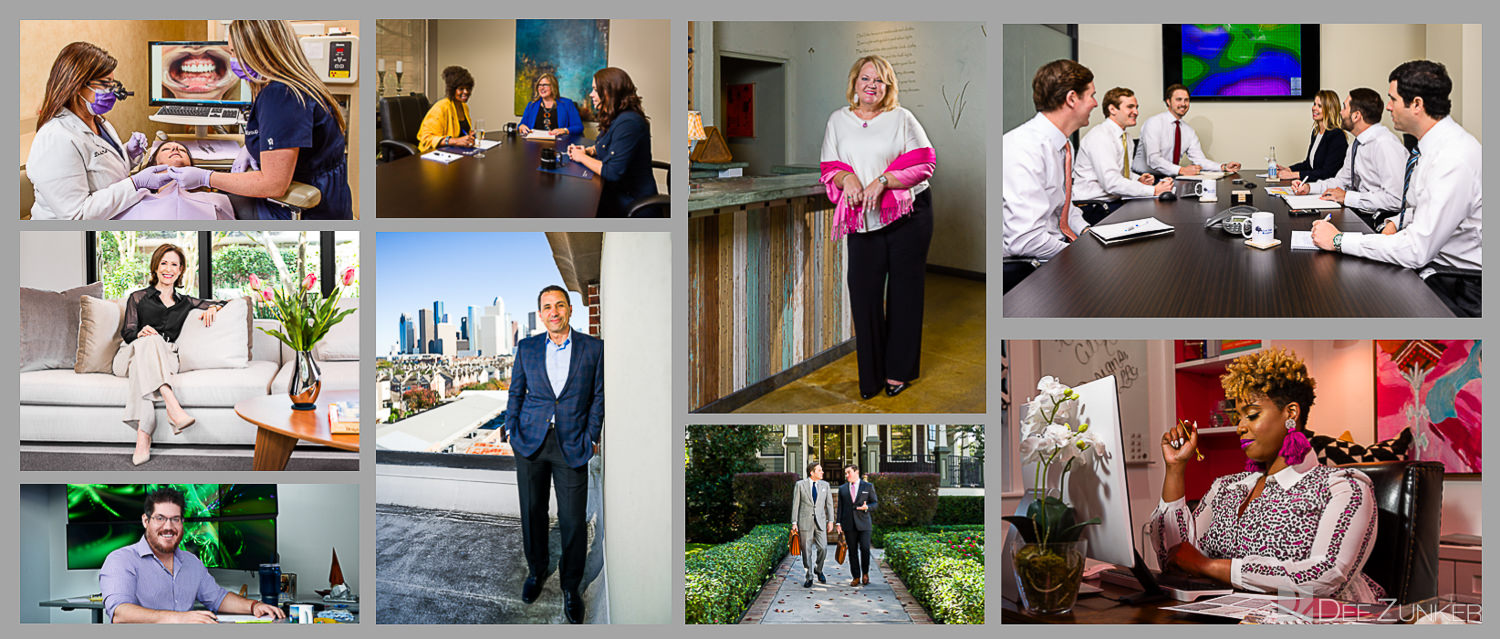 Grid of corporate headshots by corporate photographer Dee Zunker in Downtown Houston