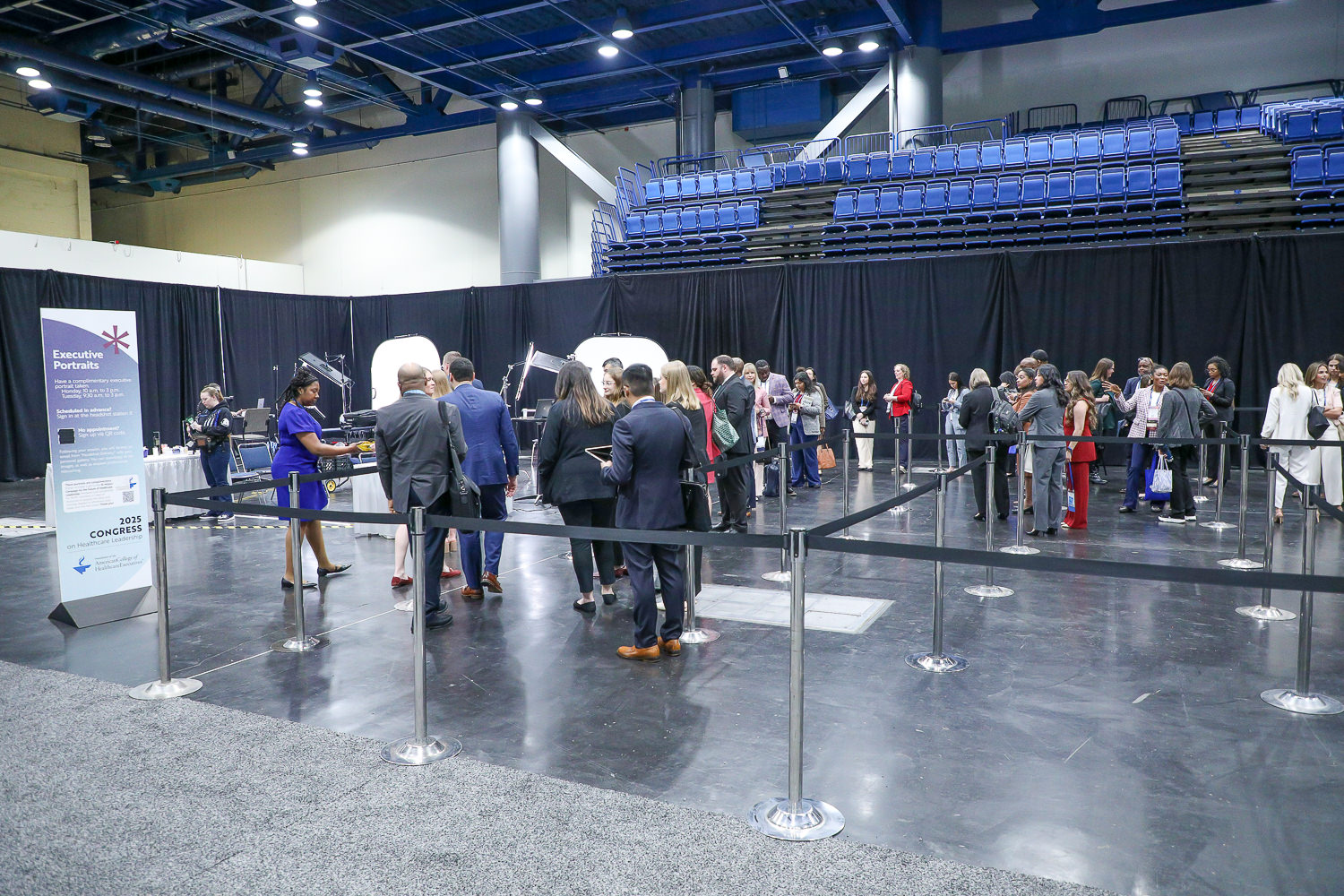 Lines queued for headshot station at George R Brown Convention Center Houston TX