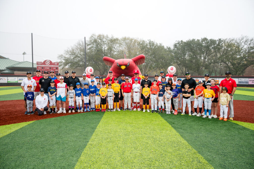 Bellaire Little League Board of Directors with their players before teh Opening Day Ceremonies at Weston Field on February 28, 2026