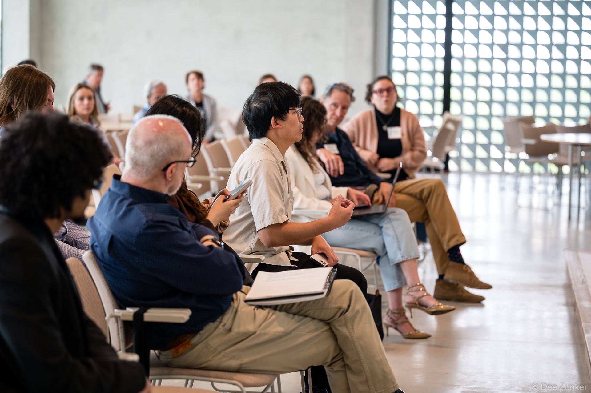 Conference attendees seated in rows at Gulf Coast Green 2026, AIA Houston's green building event at The Ismaili Center, Houston.