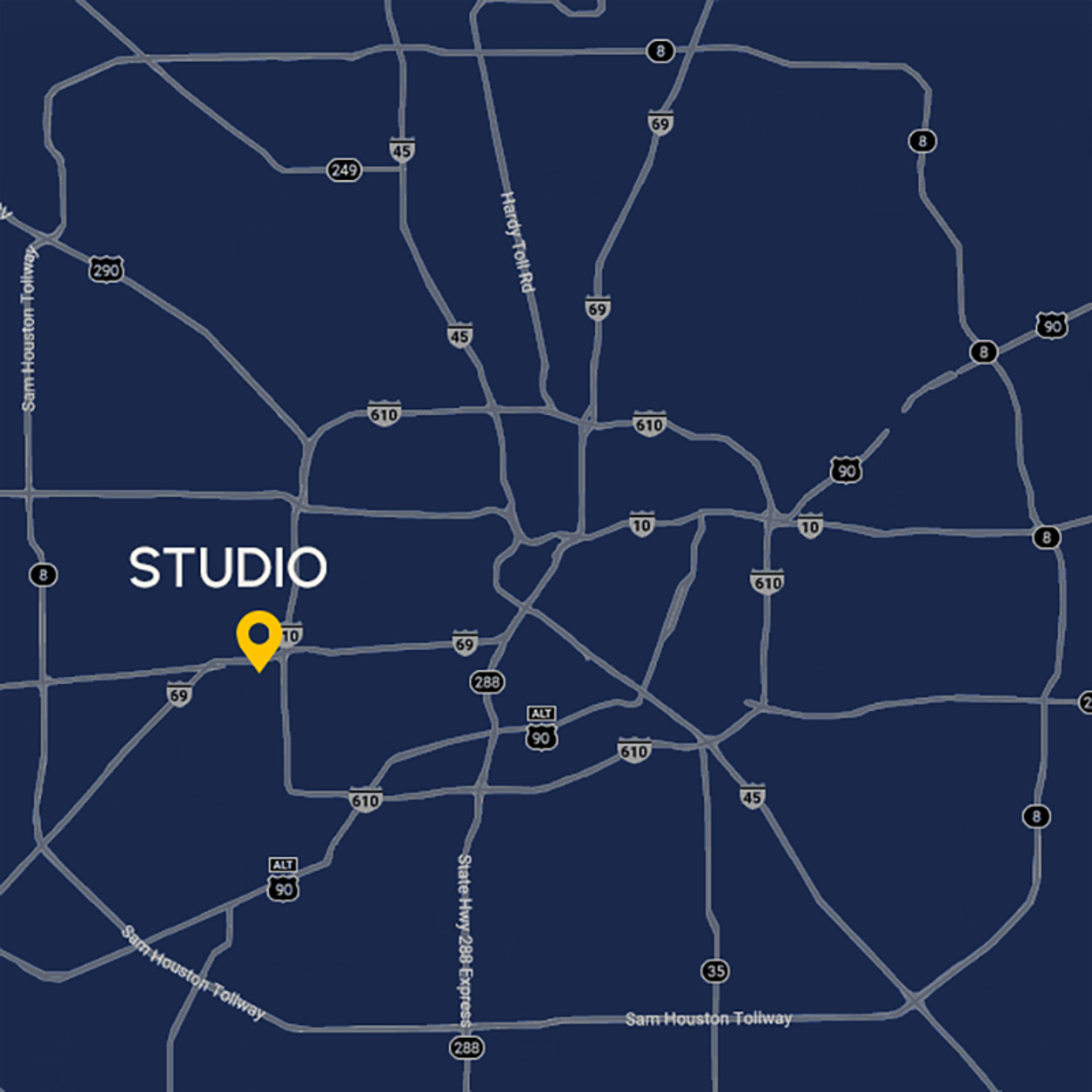 Studio location in Houston map for Dee Zunker Photography